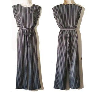 Enfocus Studio Sleeveless Striped Jumpsuit 4 Black Pin Stripe